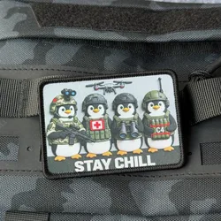 Parche táctico pingüino Stay Chill con velcro para equipo MOLLE