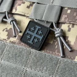 Parche táctico PVC 3D Cruz de Jerusalén – Baja visibilidad con velcro
