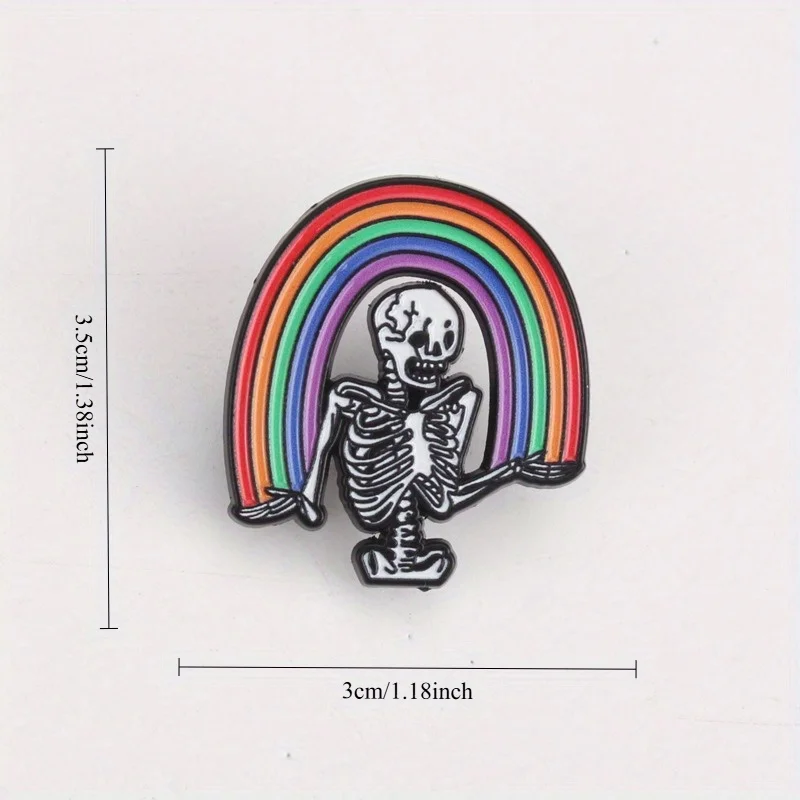 Broche insignia esqueleto arcoíris peculiar, accesorio para ropa - imagen 2