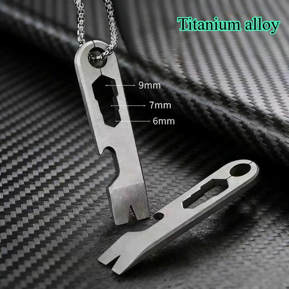 Herramienta EDC multifunción titanio mini abrebotellas y palanca - imagen 3