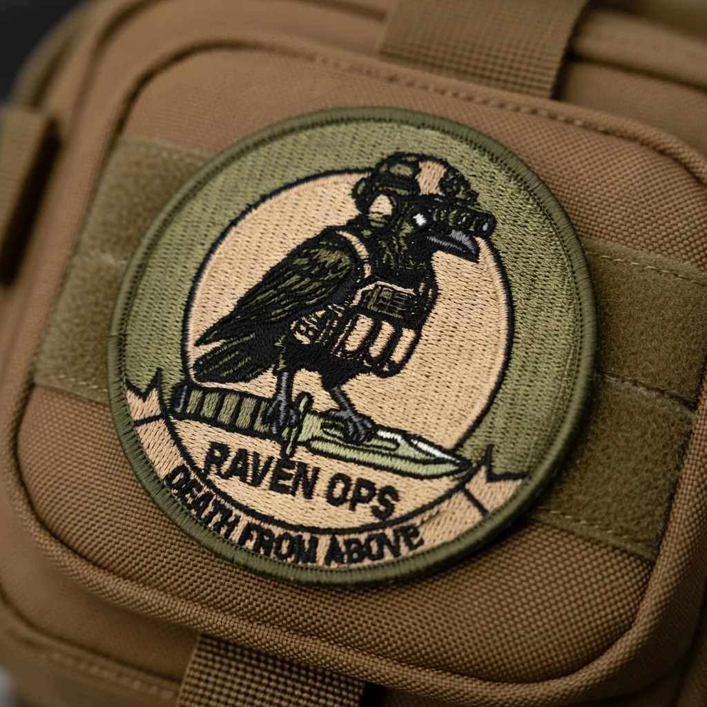 Raven Ops parche táctico pájaro con gancho y bucle para mochilas - imagen 3