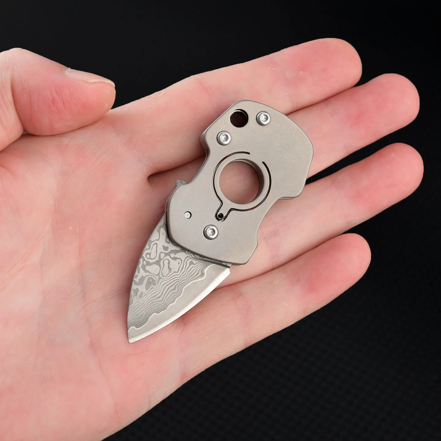 Cuchillo Frutas Plegable Clavillo Damasco Titanio – EDC Camping y Cocina - imagen 2