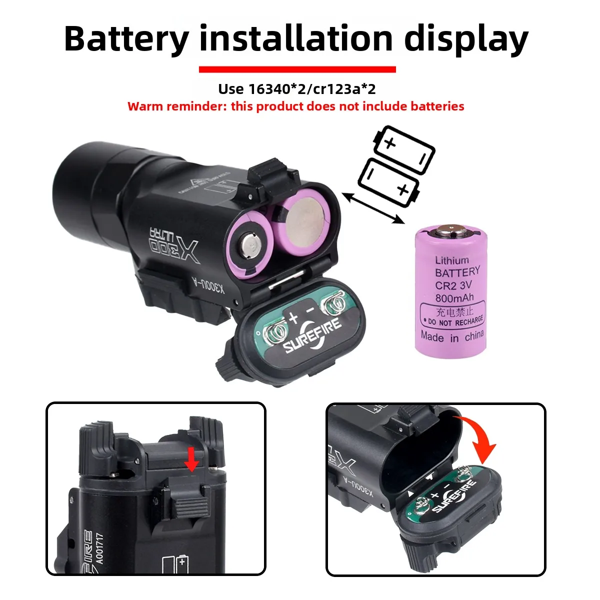 Linterna táctica Surefire X300U de metal para carril Picatinny - imagen 3