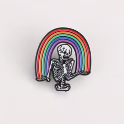 Broche esqueleto arcoíris – Pin metálico decorativo para ropa