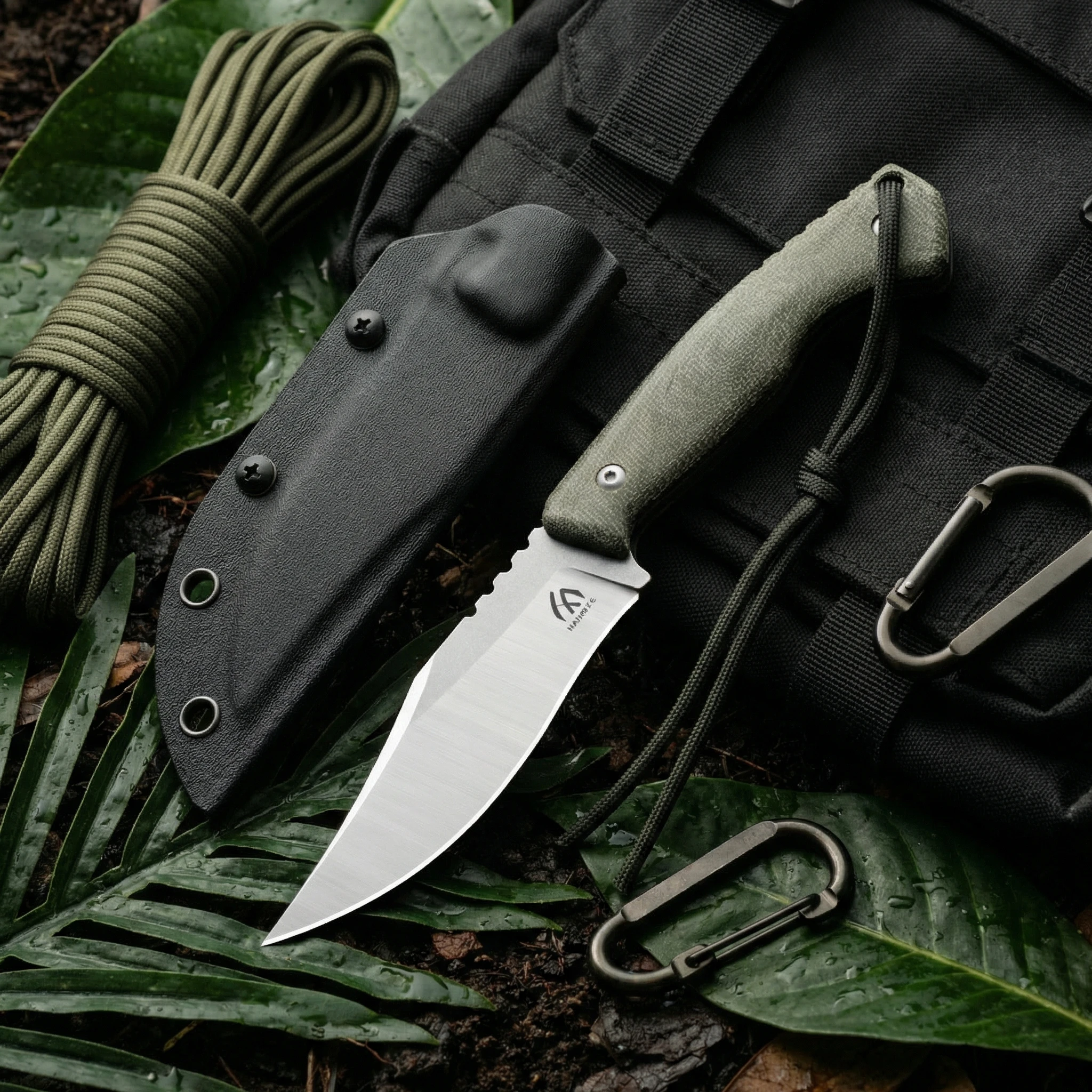 Cuchillo hoja fija táctico para exteriores y senderismo compacto - imagen 4