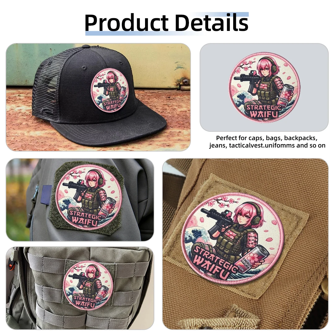 Parche táctico Velcro Waifu anime – Mochila y chaleco