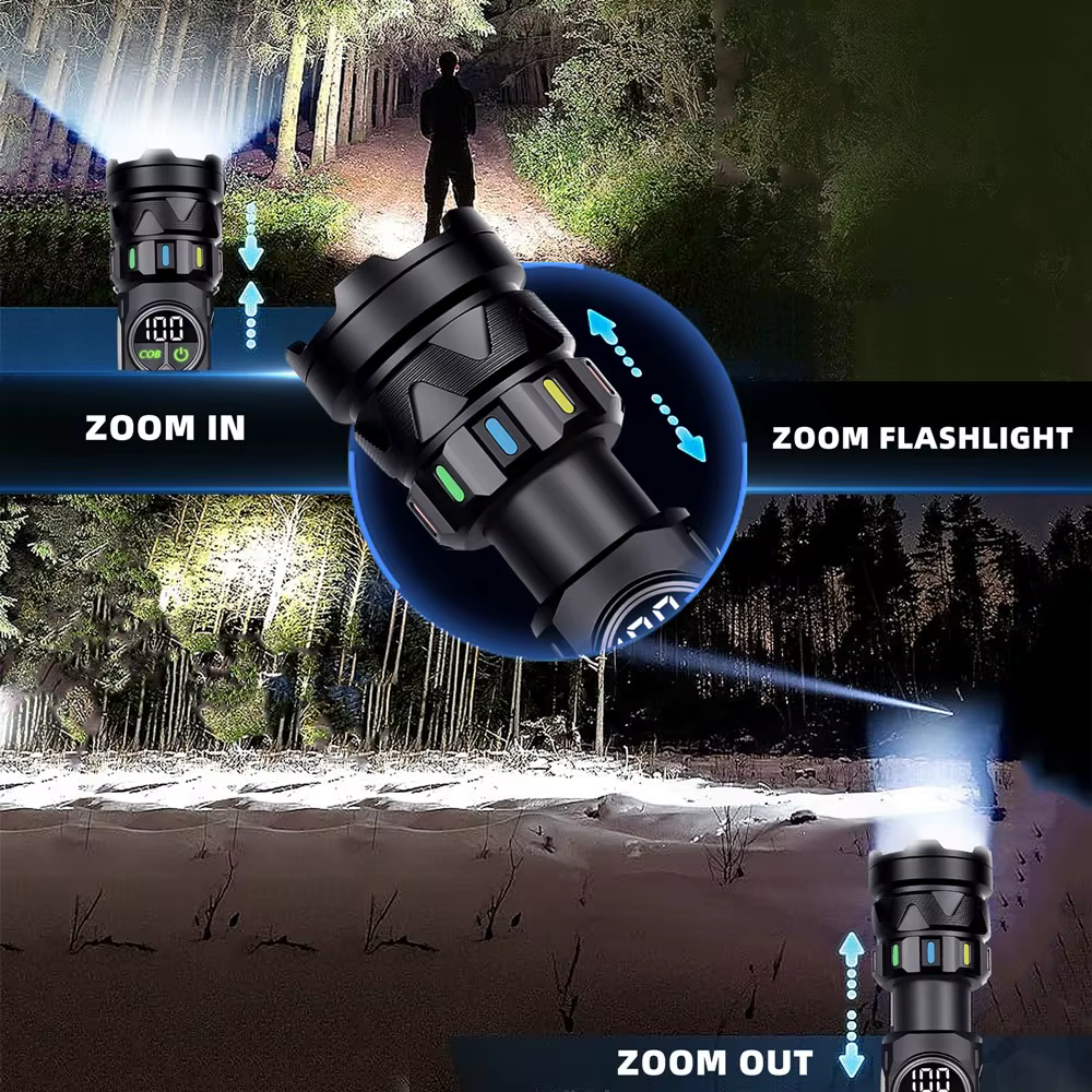 Linterna táctica LED USB recargable zoom haz COB para camping - imagen 2
