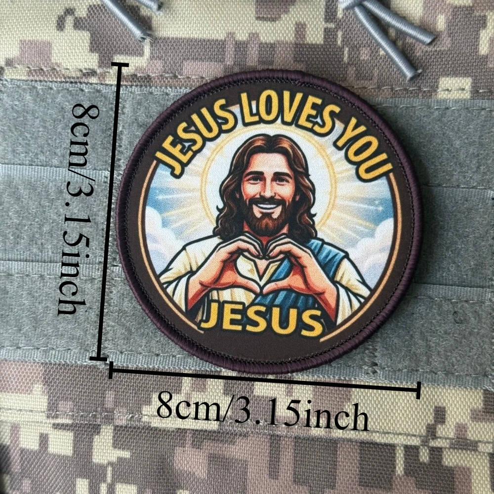 Parche táctico morale con emblema militar Jesús te ama velcro - imagen 2
