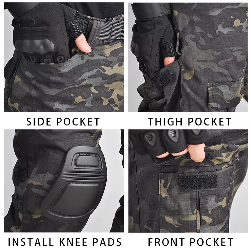 HAN WILD Pantalones cargo tácticos hombre con bolsillos y almohadillas - imagen 5
