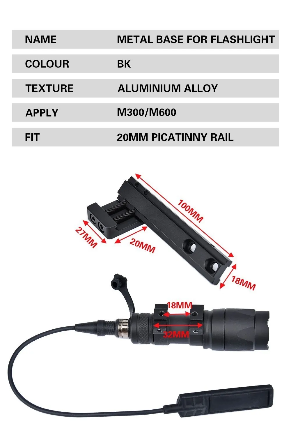 Detalle del montaje offset para riel Picatinny