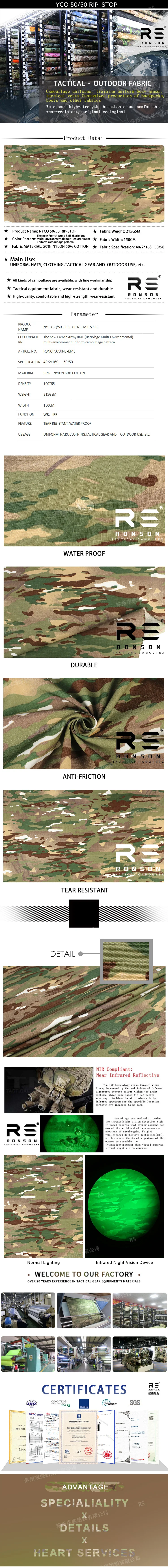 Tela táctica ripstop camuflaje multiambiente BME Bariolage Francesa