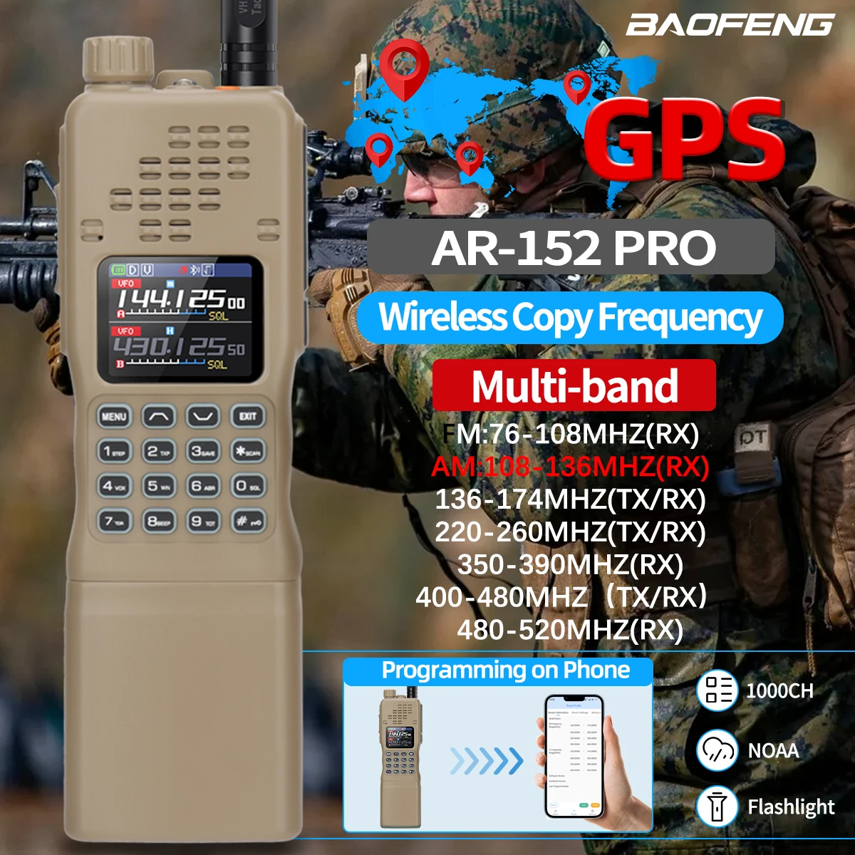 BAOFENG AR-152 PRO transceptor VHF/UHF con GPS para vehículo - imagen 3