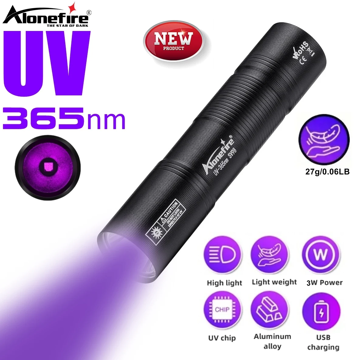 Linterna UV recargable USB para detección y marcaje - imagen 4