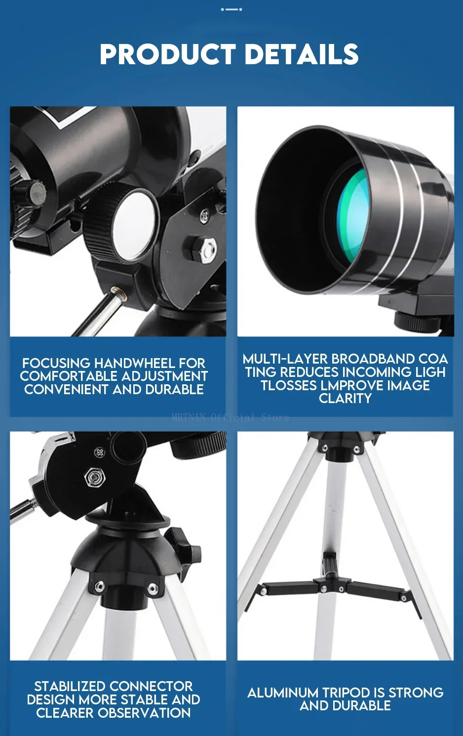 Ejemplo de uso nocturno para observar la Luna