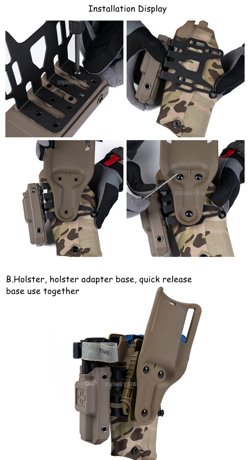 Tactical Holster Expansion Bracket Adapter Adjustable Tourniquet Holder Quick Locking System Extension Plate Holsters Gear - Versátil
