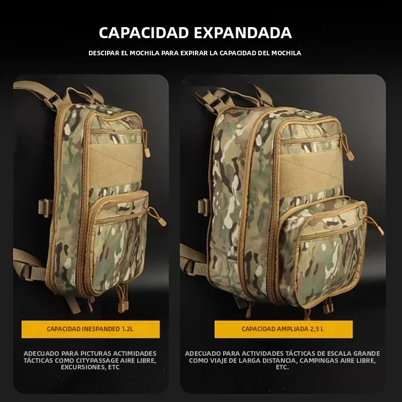 Mochila hidratación táctica Flatpack D3 MOLLE Airsoft Caza - imagen 5