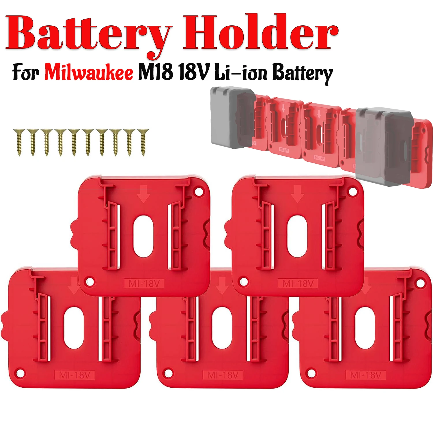 Milwaukee M18 soporte de pared batería 18V con tornillos y estante - imagen 4