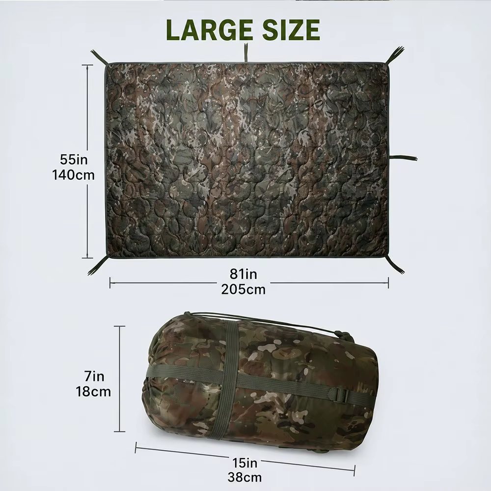 Saco de dormir convertible manta táctica camuflaje con cremallera - imagen 5