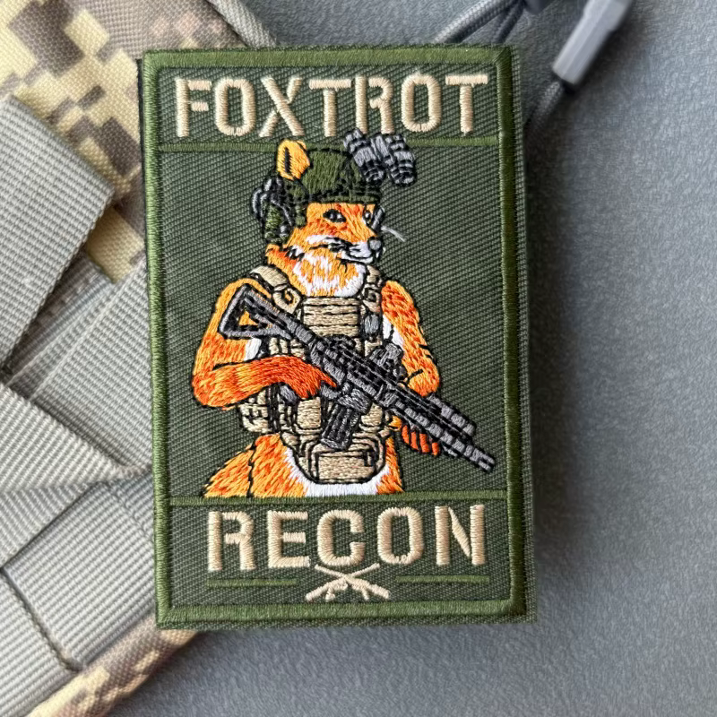 Parche táctico Foxtrot Recon insignia bordada velcro gancho y bucle