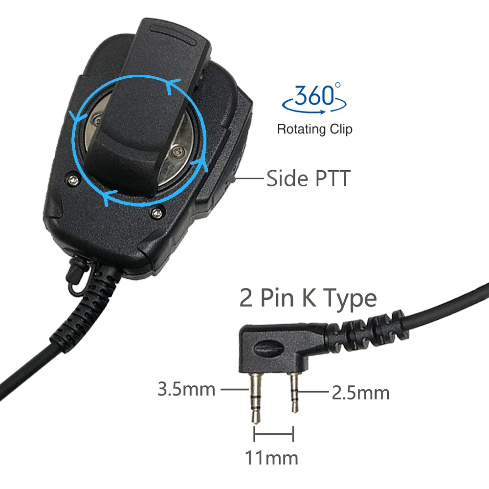 Micrófono altavoz AnyTone conector K 2 pines para AT-D878UV y D868UV - imagen 4