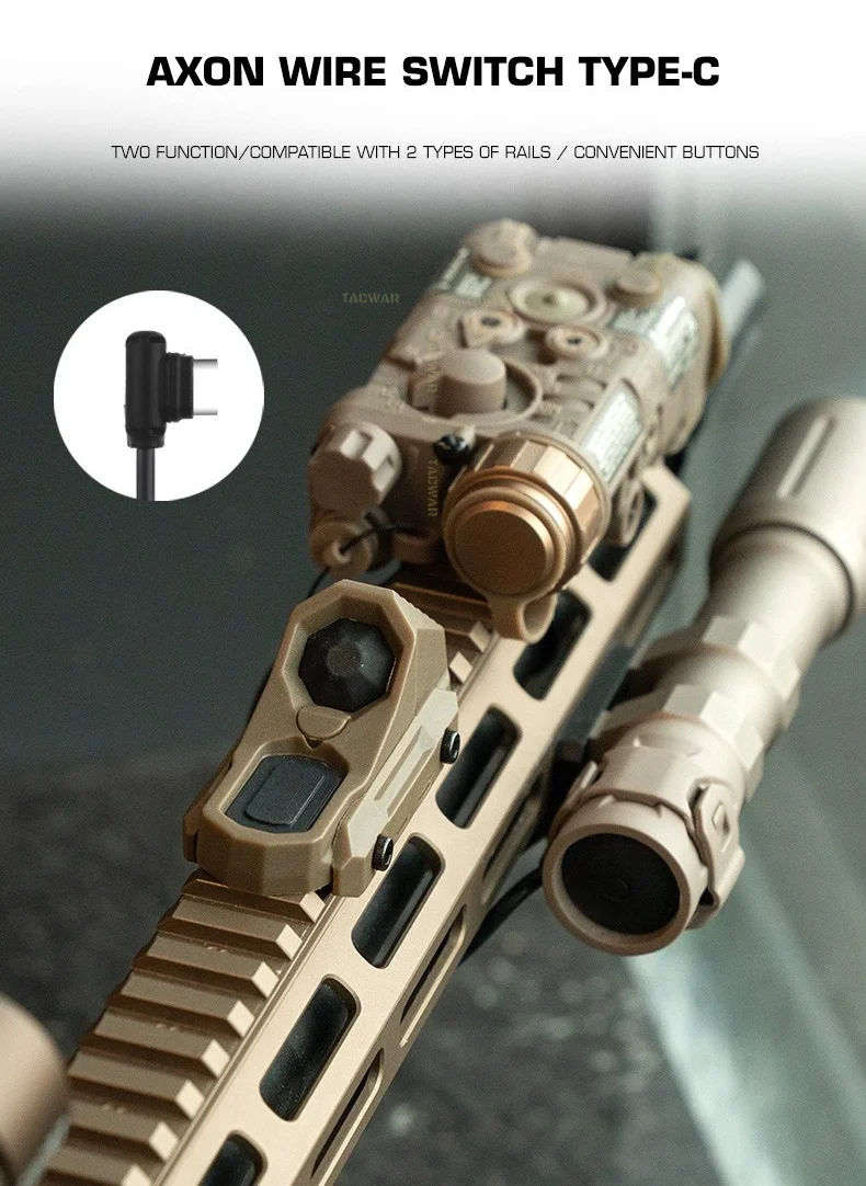 Interruptor táctico AXON con cable USB-C instalado