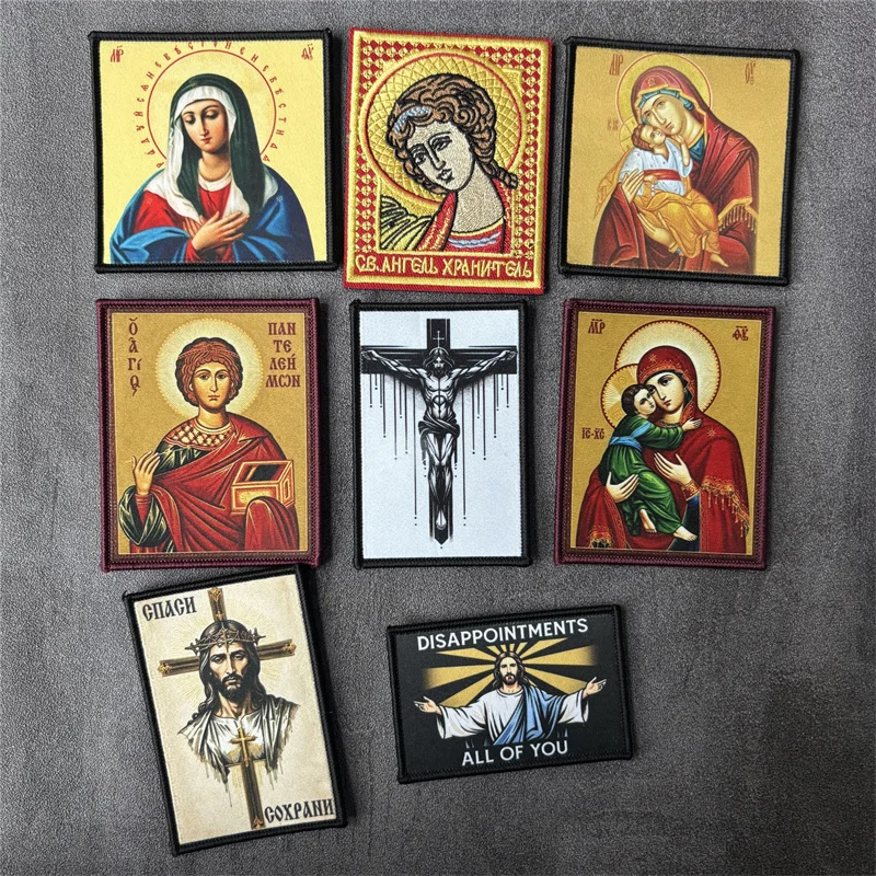 Parche táctico velcro Jesús y Virgen María impreso para mochila - imagen 2