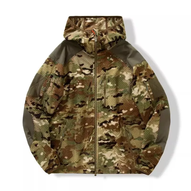 Chaqueta táctica forro polar con capucha camuflaje senderismo - imagen 5
