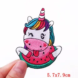 Parche termoadhesivo bordado de unicornio arcoíris para planchar