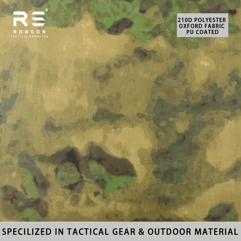 Tela Oxford impermeable táctica A-TACS-FG MOSS con revestimiento PU