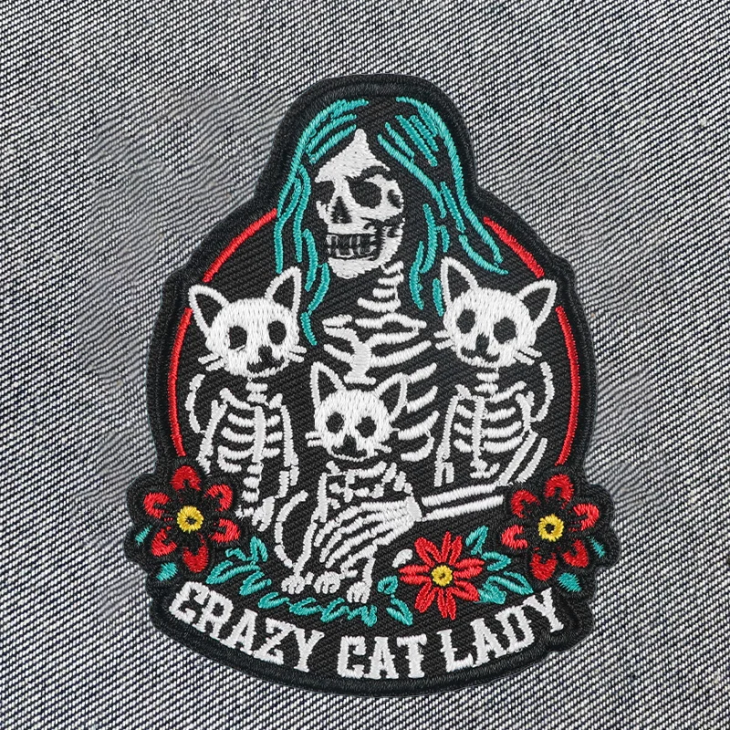 Crazy Cat Lady parche bordado rosa gótico punk termoadhesivo DIY - imagen 4