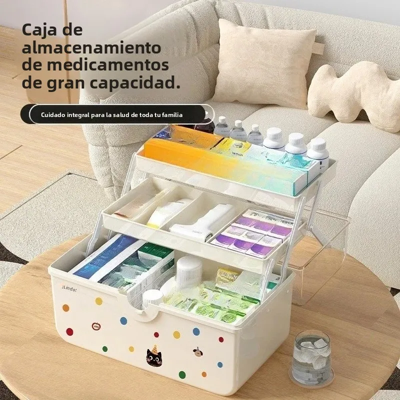 Caja de primeros auxilios transparente multicapa portátil con tapa - imagen 5