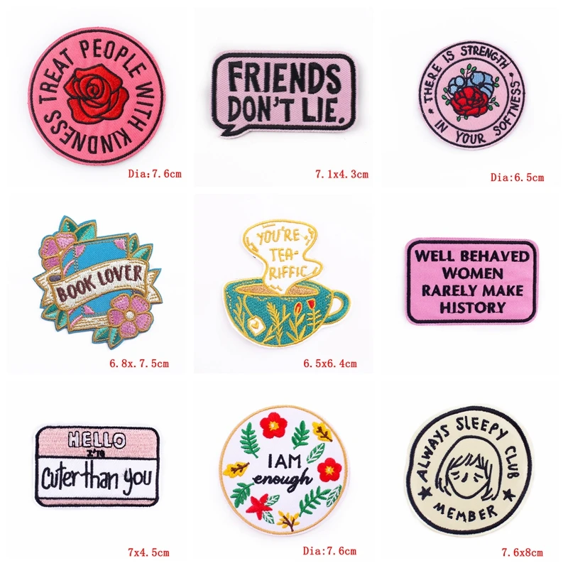 Parches termoadhesivos bordados dibujos animados letras y flores - imagen 4