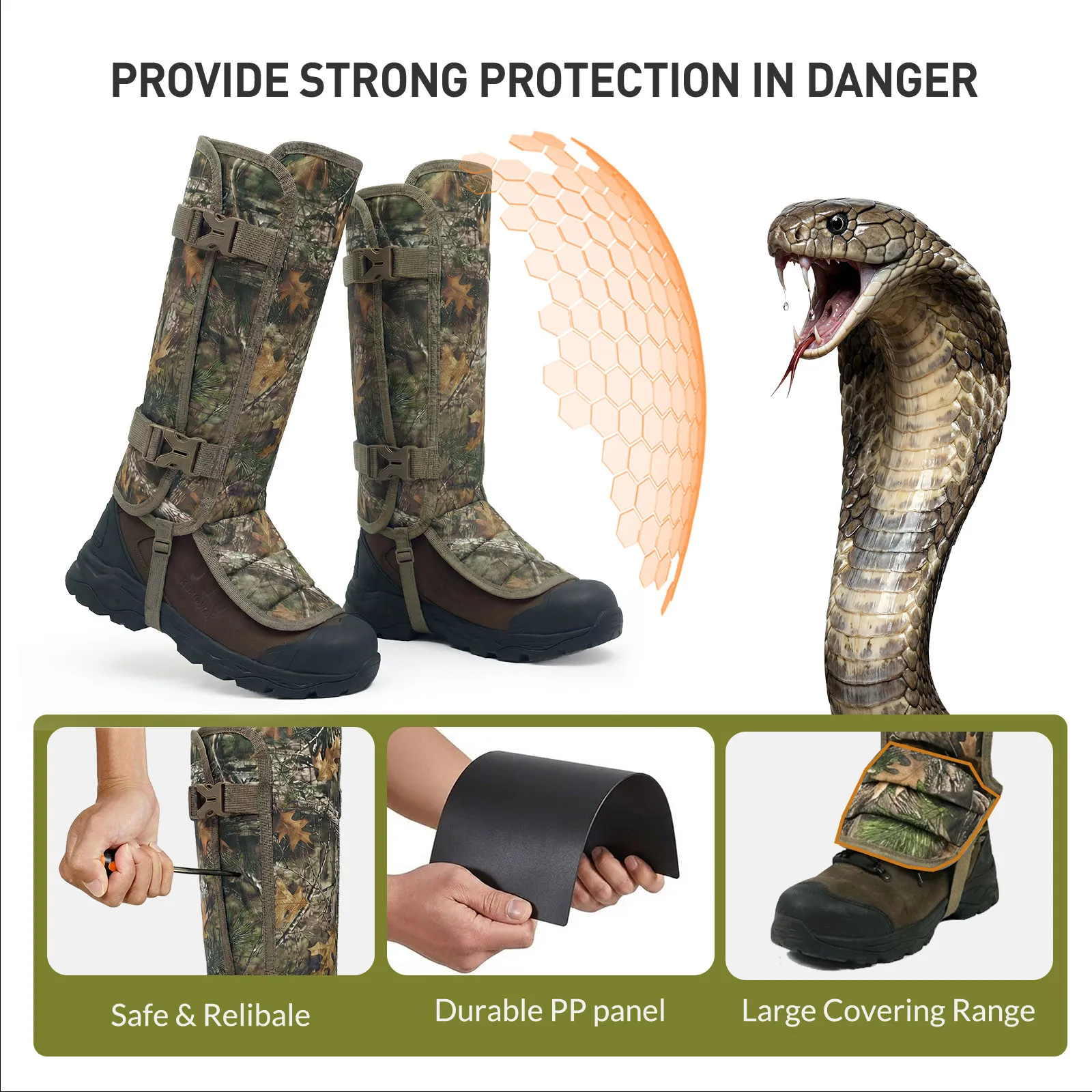 Polainas camuflaje ripstop tácticas impermeables para caza y montaña - imagen 3