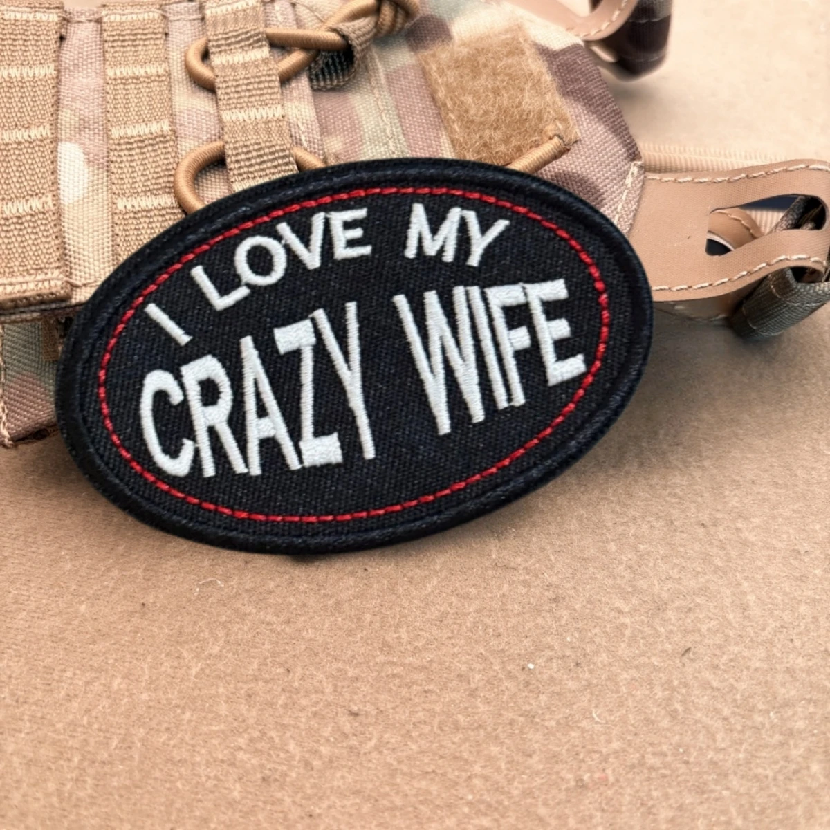 Parche bordado táctico moral 'I LOVE MY CRAZY WIFE' para chaleco - imagen 4