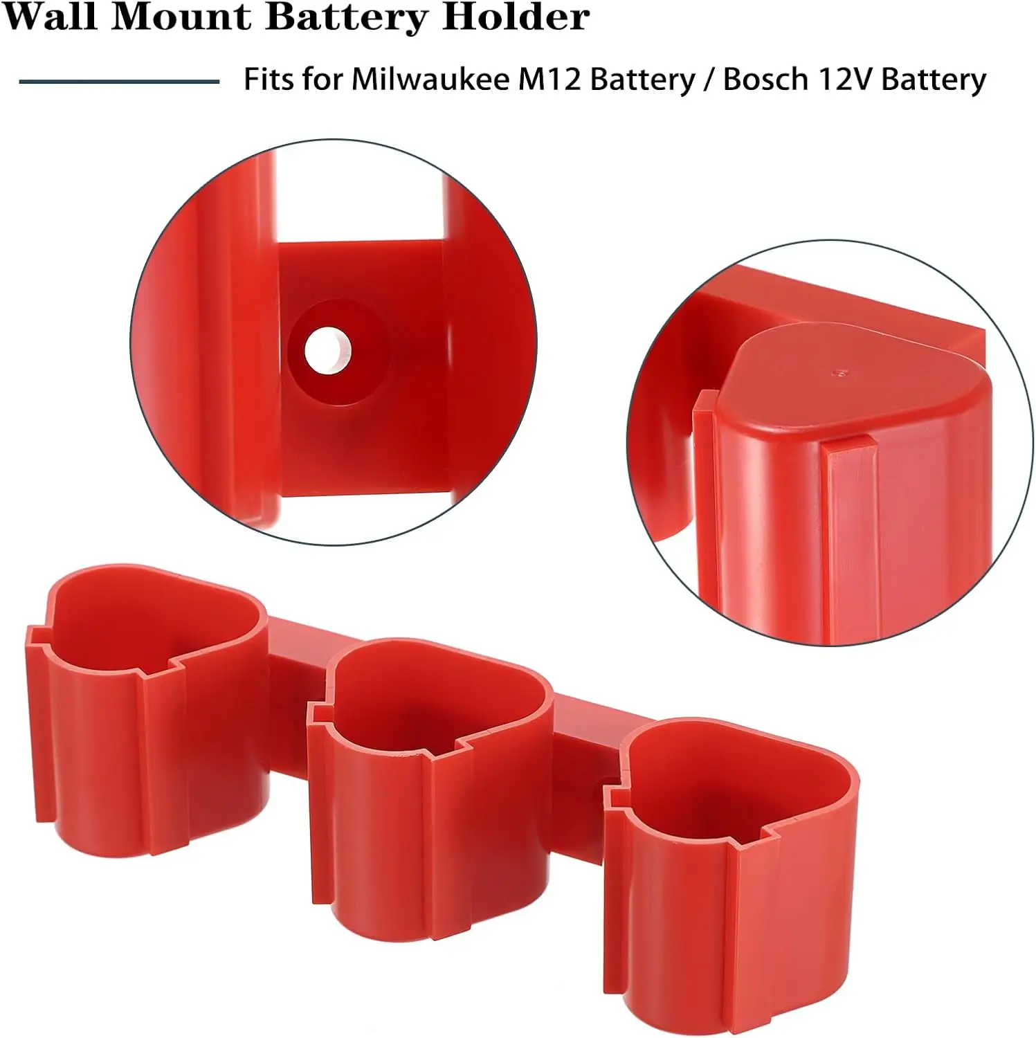 Soporte de pared para baterías Makita Milwaukee Bosch con ranuras - imagen 2