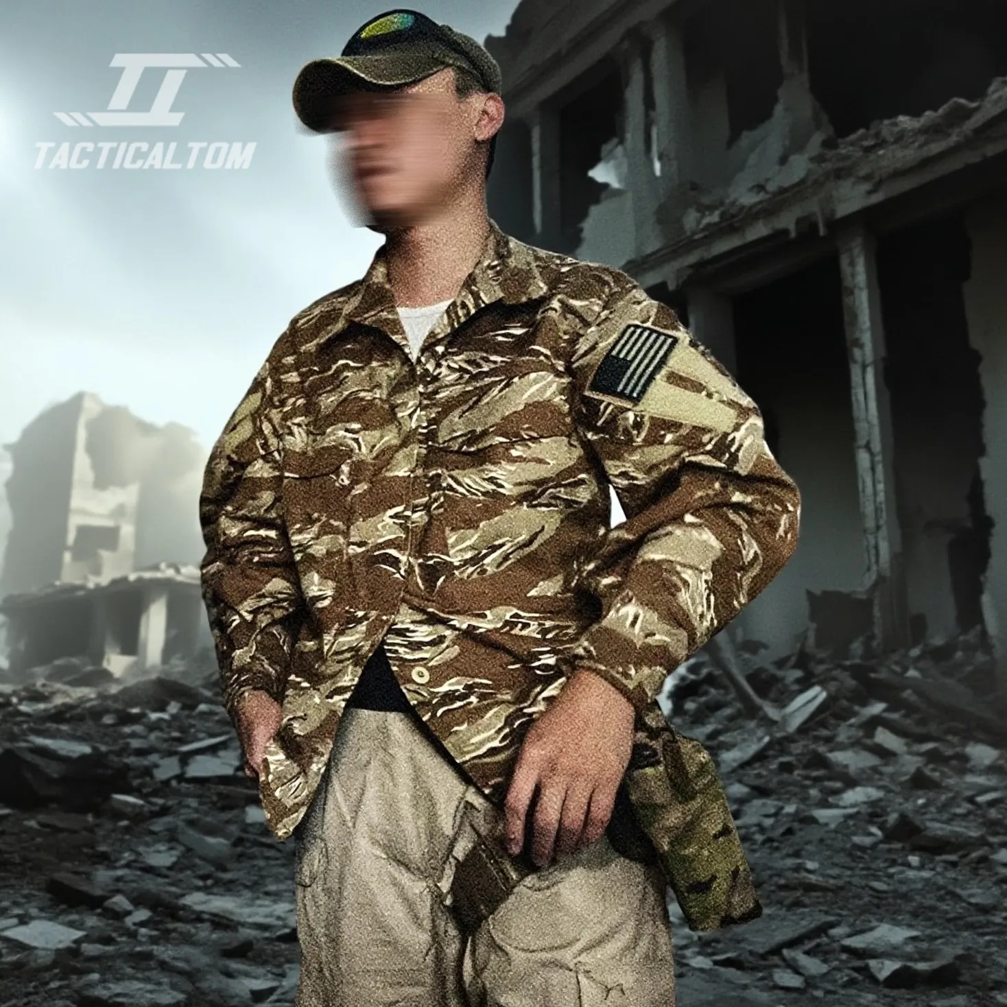 Chaqueta táctica camuflaje desierto rayas tigre ripstop - imagen 5