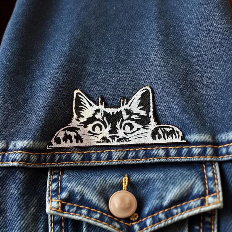 Parche termoadhesivo bordado gato furtivo insignia para ropa y gorras - imagen 2