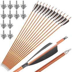Flechas Carbono SP500 con Punta Caza y Plumillas de 10cm