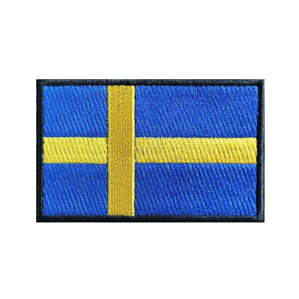 Parche bordado bandera Suecia brazo militar con cierre Velcro - imagen 3