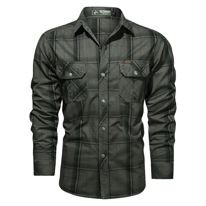 Camisa de algodón a cuadros para hombre, estilo rural - imagen 2