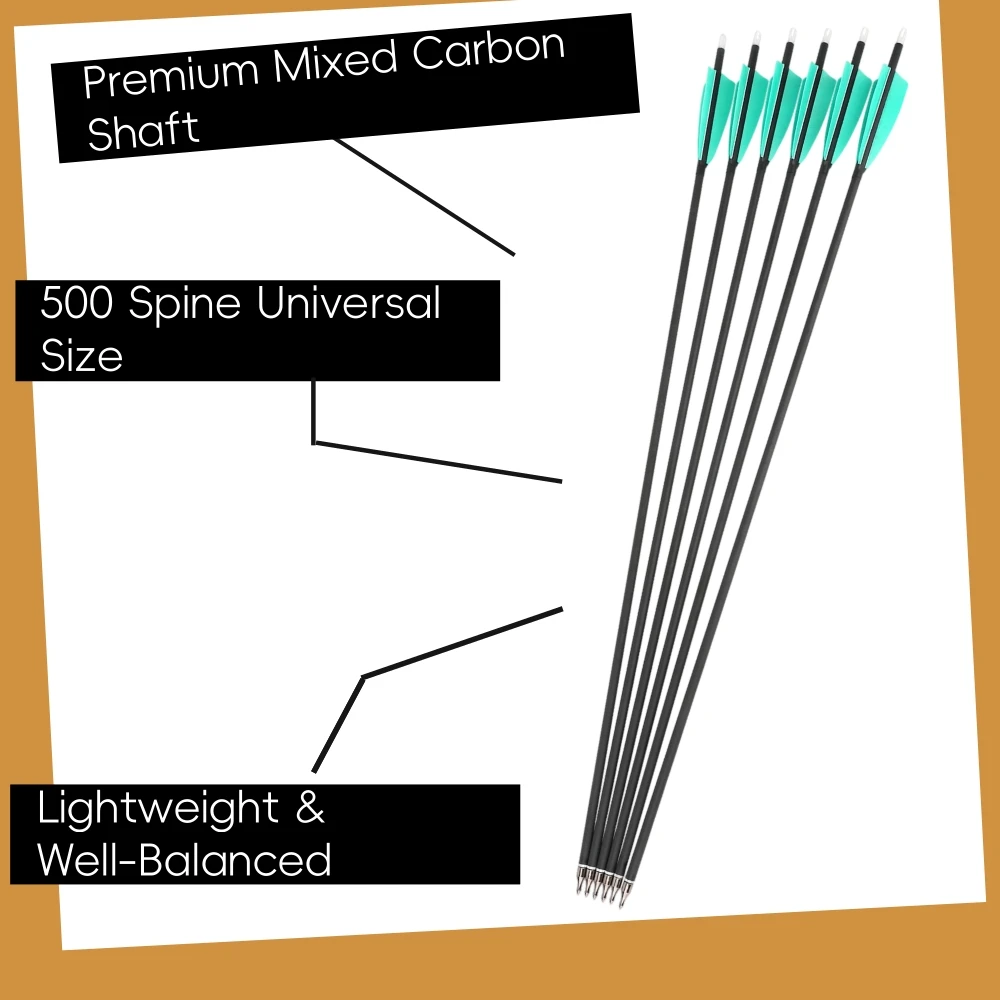 Flechas de carbono con plumas de pavo y puntas metálicas para tiro - imagen 4