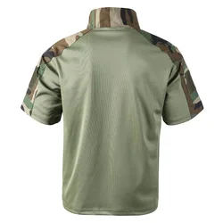 Camiseta táctica de combate secado rápido media cremallera y bolsillos
