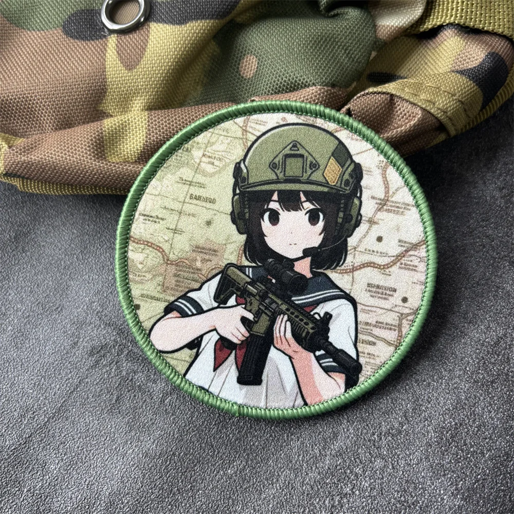 Parche táctico anime chica militar con gancho y bucle - imagen 5