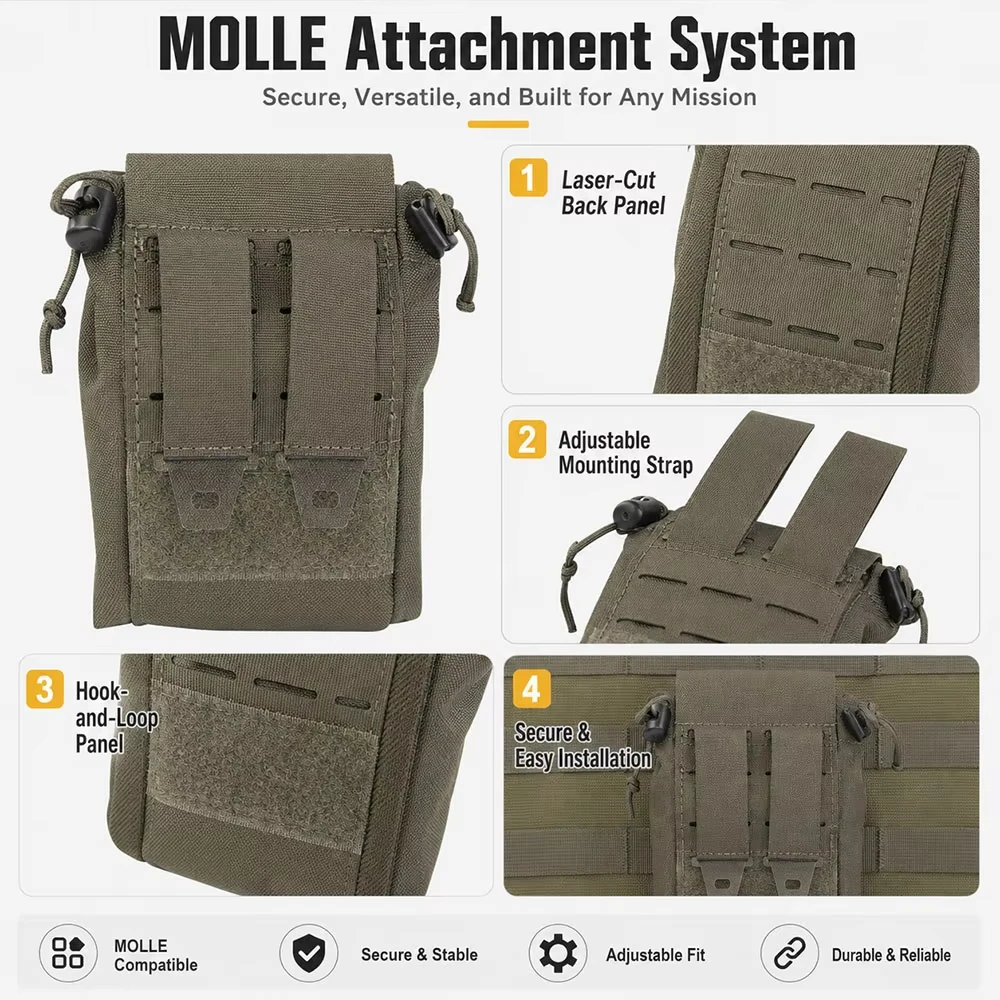 Bolsa táctica MOLLE plegable para cinturón, almacenamiento utilitario - imagen 4