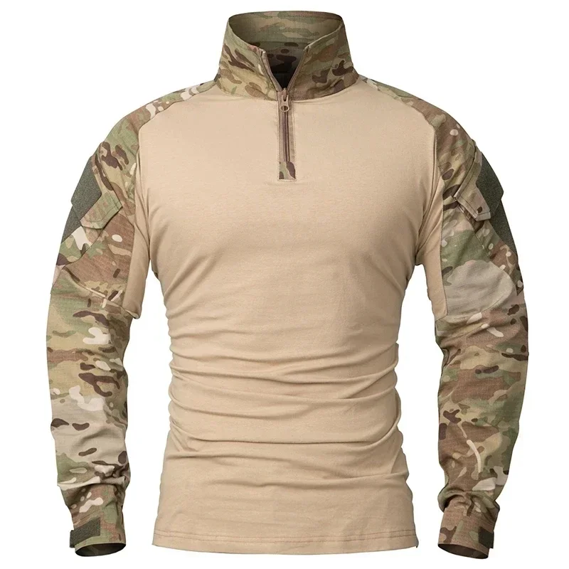 Camisa táctica de combate ripstop para hombre, manga larga