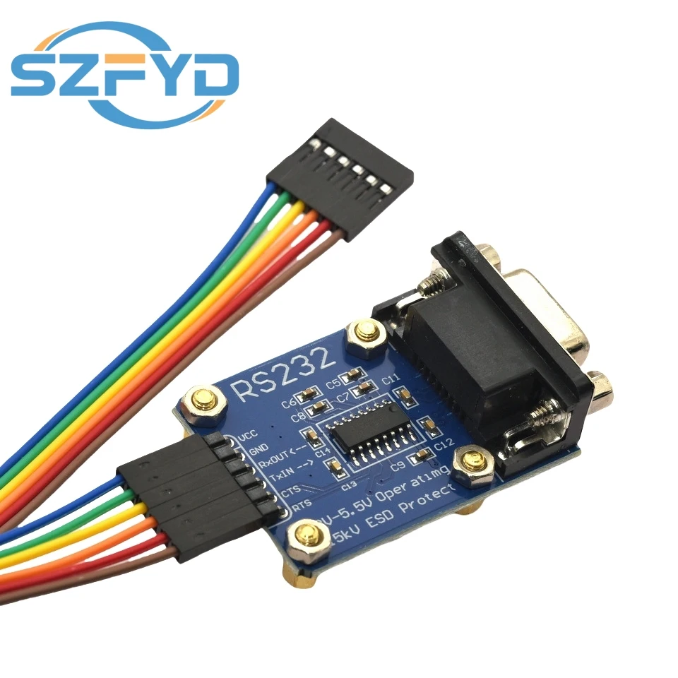 Módulo convertidor RS232 a TTL vista frontal con chip SP3232