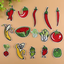 Parche termoadhesivo bordado frutas y verduras para delantal de chef