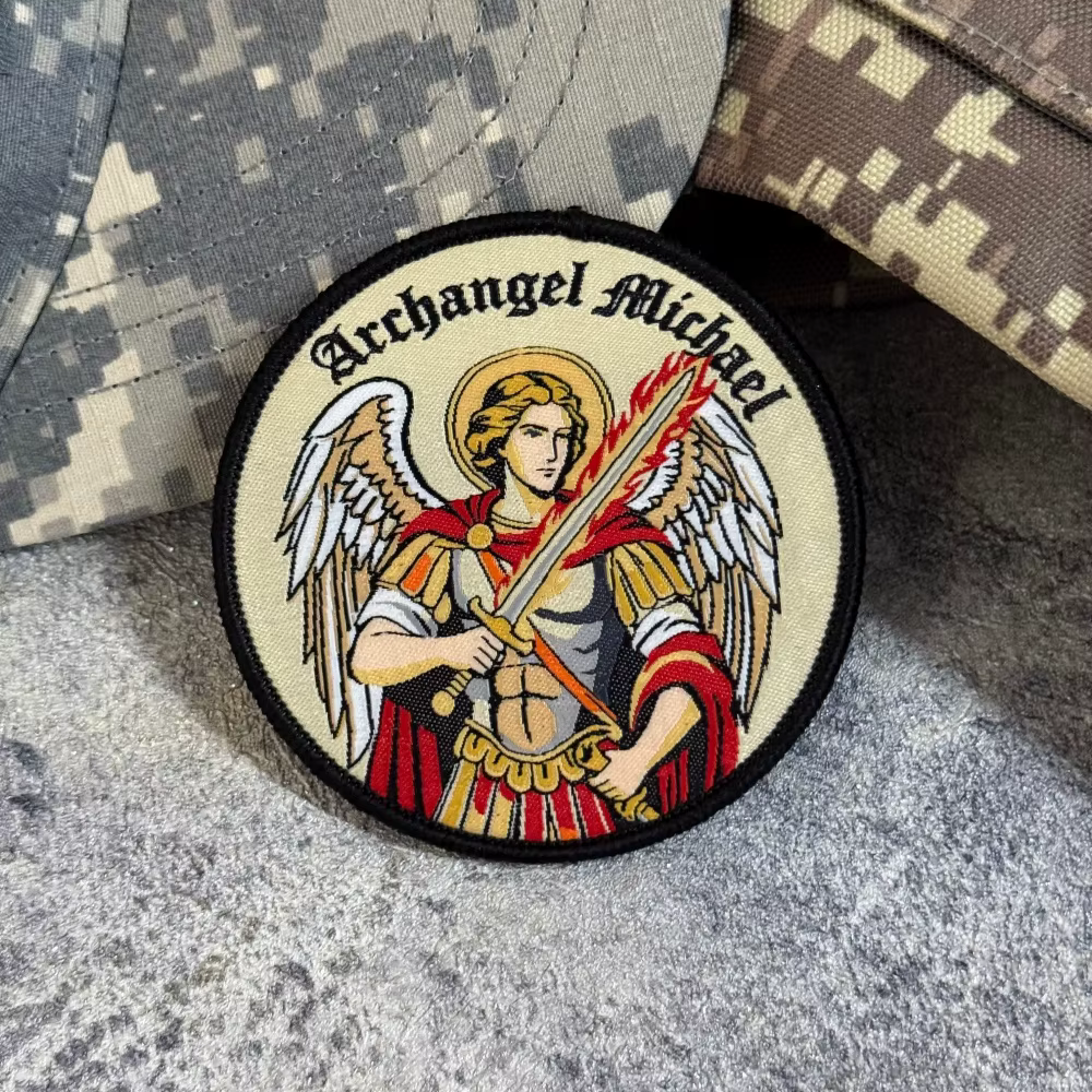 Parche bordado Arcángel Miguel con velcro y espada sagrada para MOLLE - imagen 5