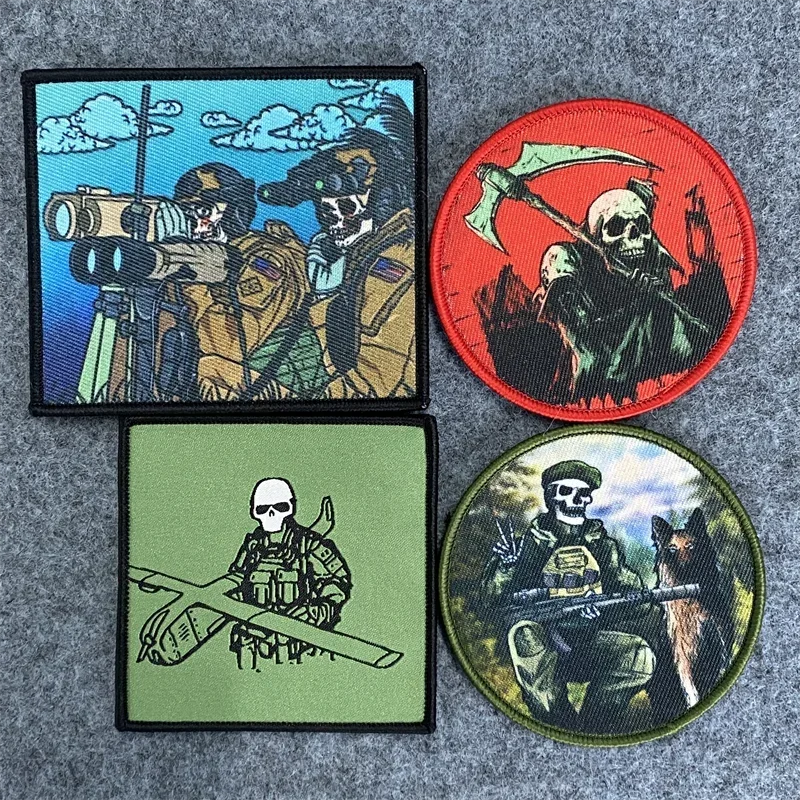 Parche morale estampa Skull Soldier – Táctico velcro para mochila o ropa - imagen 5