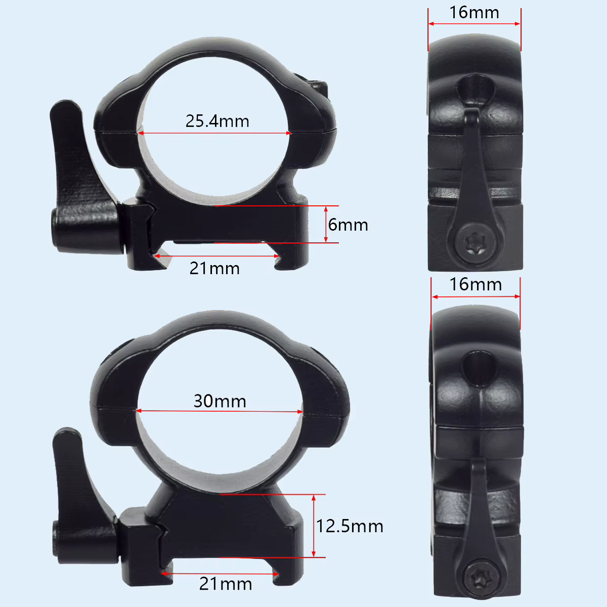 Anillo Picatinny para visor y linterna táctica rifle